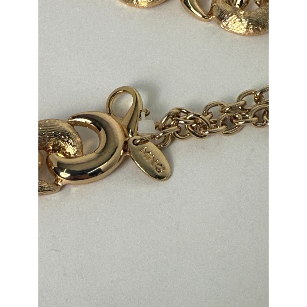 Mango MNG Gold Tone Chunky Crescent Link Statement Necklace Adjustable 18-20 In - Picture 3 of 5
